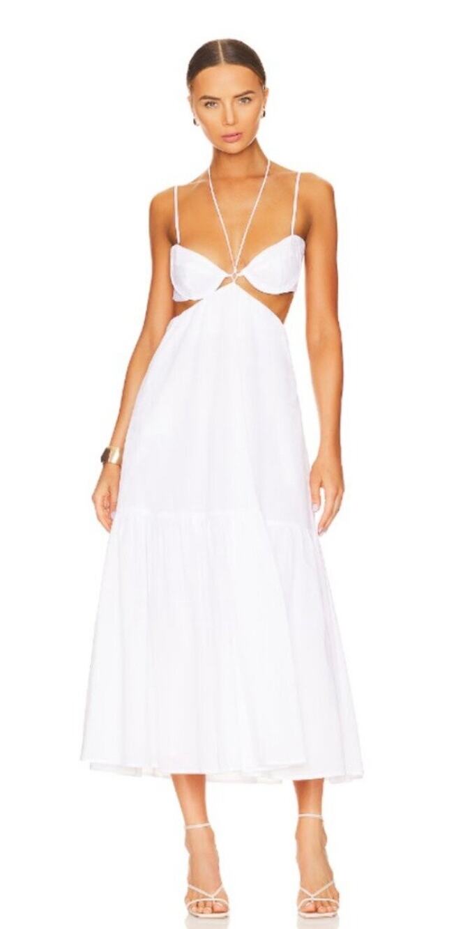 Bardot Willow Strappy Cotton Midi Dress in orchid white NEW MEDIUM / US 6
